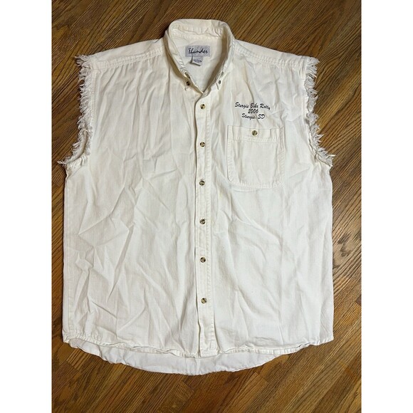 Mens 2006 Sturgis Bike Rally Mt Rushmore Wolf Leaders Of The Pack White Denim L - Picture 5 of 12